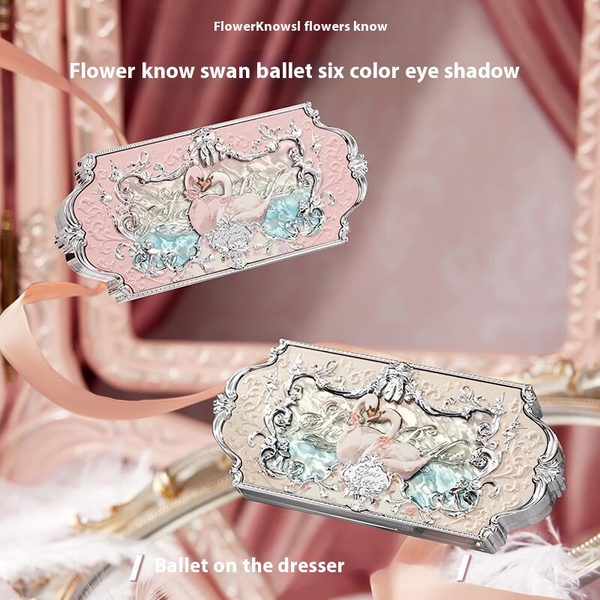 Hua Zhi Swan Ballet 6-Color Eyeshadow Palette – Matte & Shimmer Finish | Romantic Gift for Her