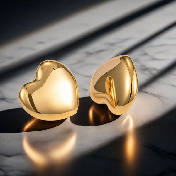 18K Gold-Plated Stainless Steel Heart Earrings